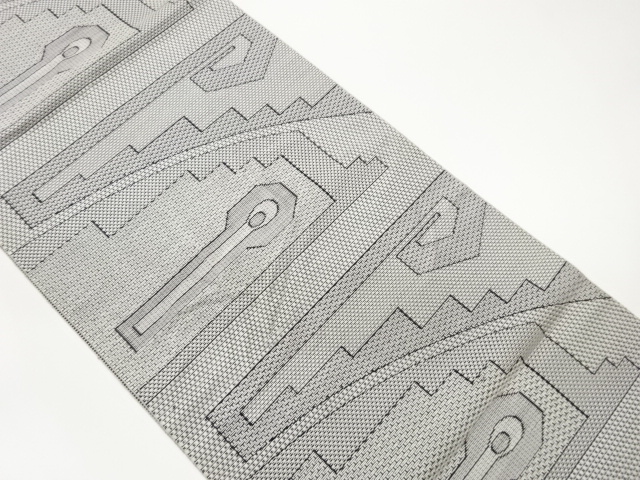 JAPANESE KIMONO / GEOMETRIC PATTERN WEAVING NAGOYA OBI